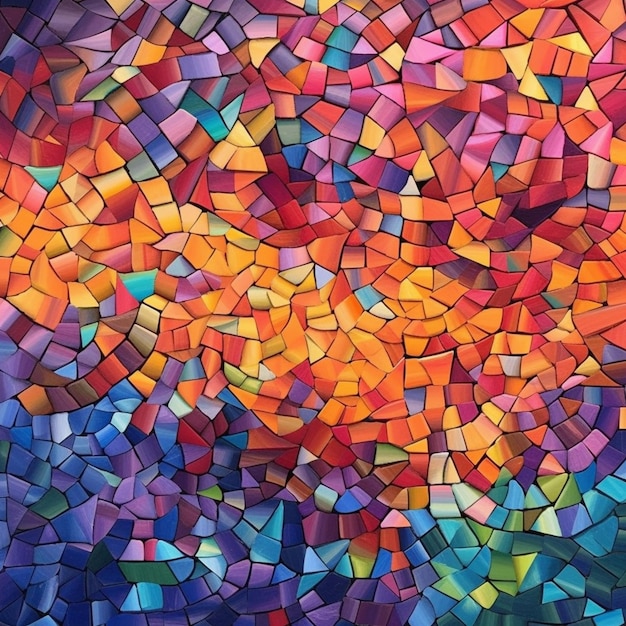 Un primo piano di un mosaico colorato di diversi colori generativi ai