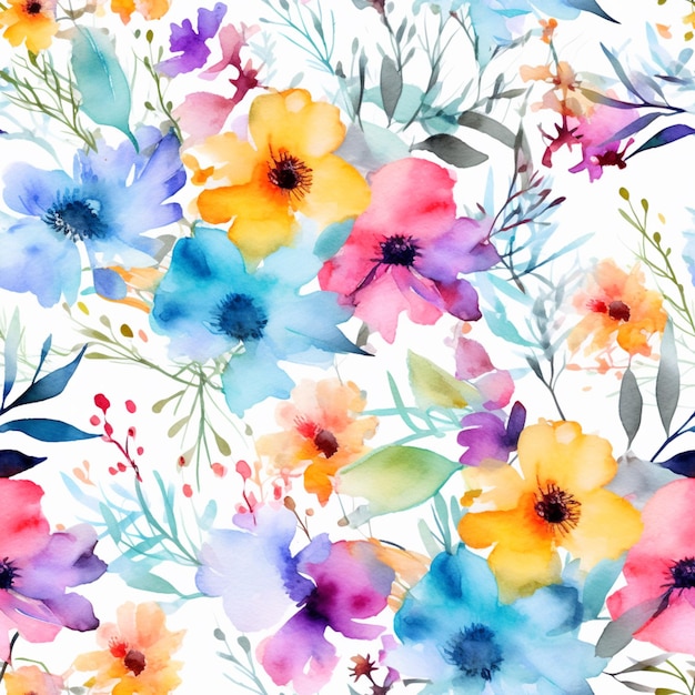 Un primo piano di un motivo floreale colorato su uno sfondo bianco ai generativo