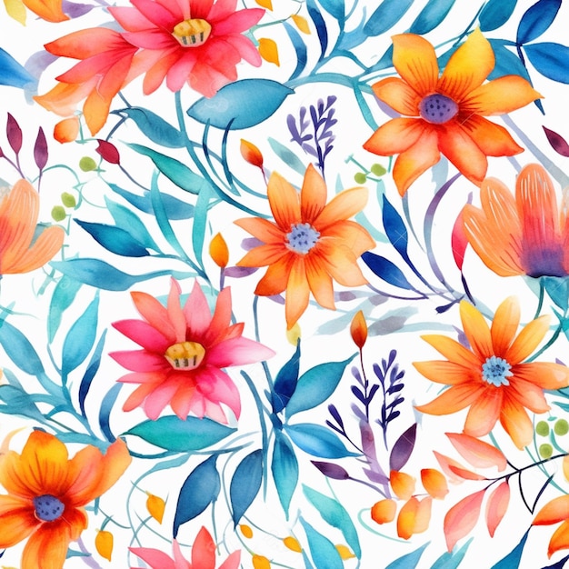 Un primo piano di un motivo floreale colorato su uno sfondo bianco ai generativo