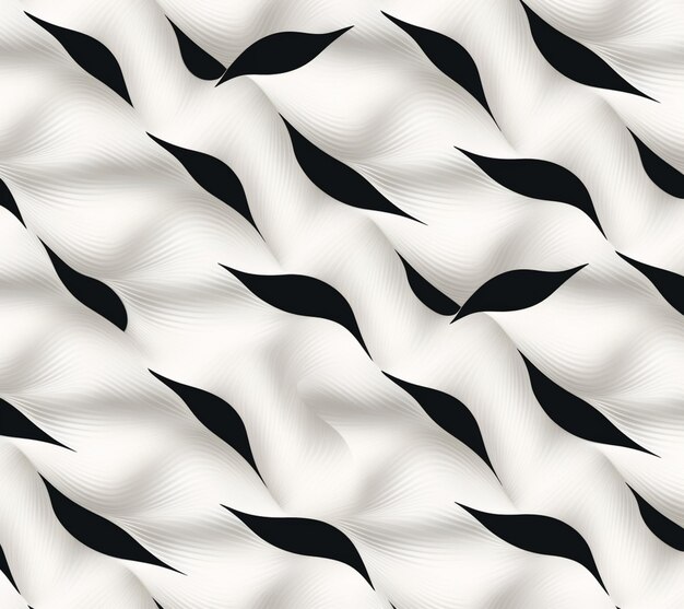 Un primo piano di un motivo in bianco e nero di linee ondulate generative ai