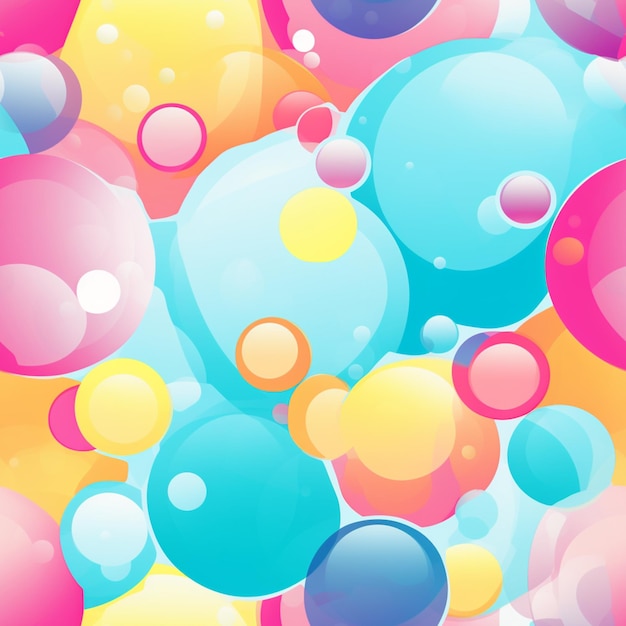 Un primo piano di un mucchio di bolle colorate che galleggiano nell'aria generativa ai