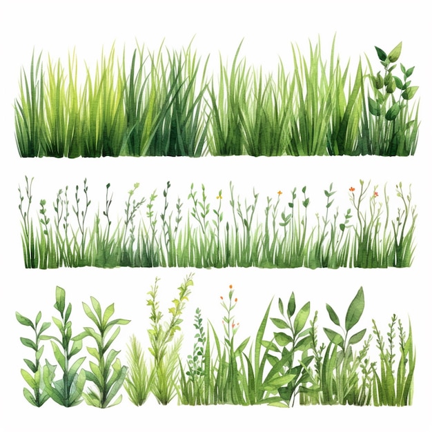 un primo piano di un mucchio di diversi tipi di erba generativa ai