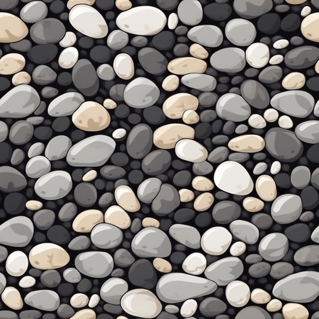 Un primo piano di un mucchio di rocce su un suolo nero ai generativo