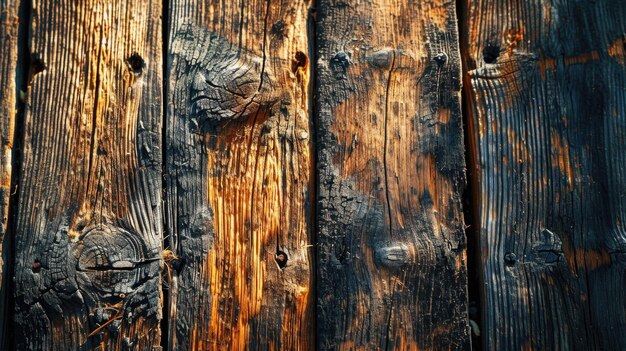 Un primo piano di un muro di legno deteriorato dalle intemperie