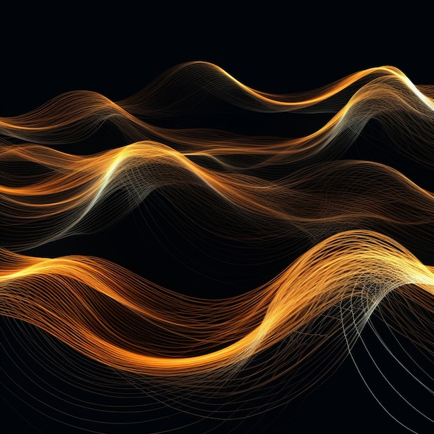 Un primo piano di un'onda di luce su uno sfondo nero ai generativo