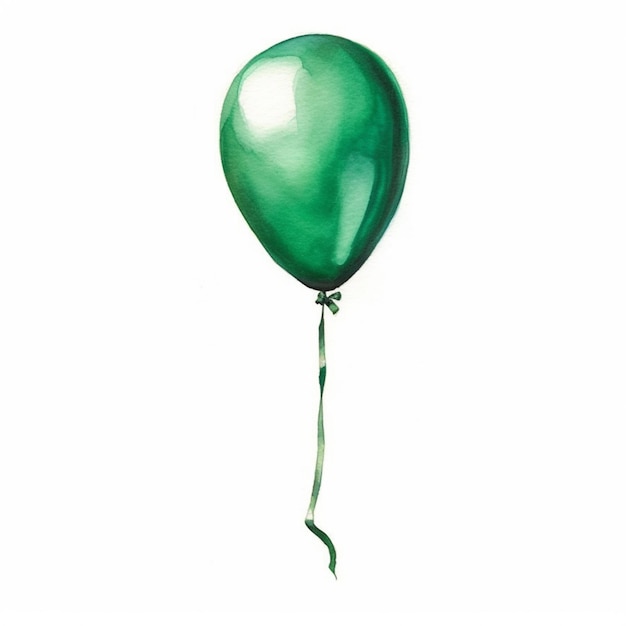 Un primo piano di un palloncino verde con una stringa allegata ai generativa