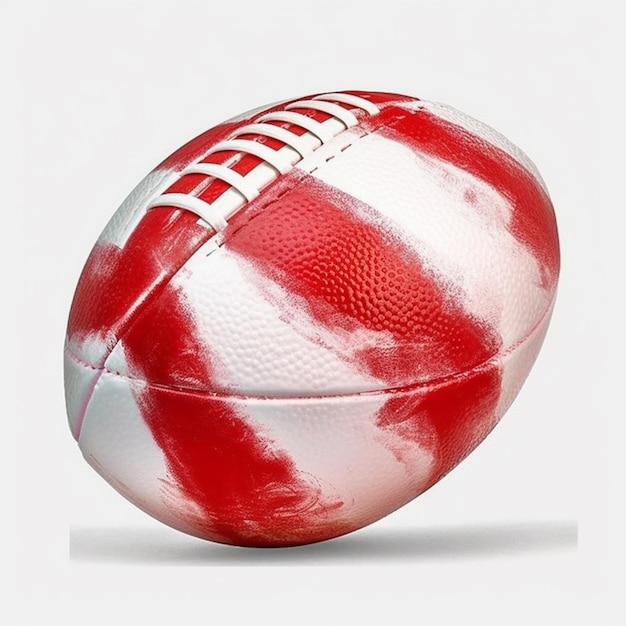 Un primo piano di un pallone da calcio con una striscia rossa e bianca ai generativa