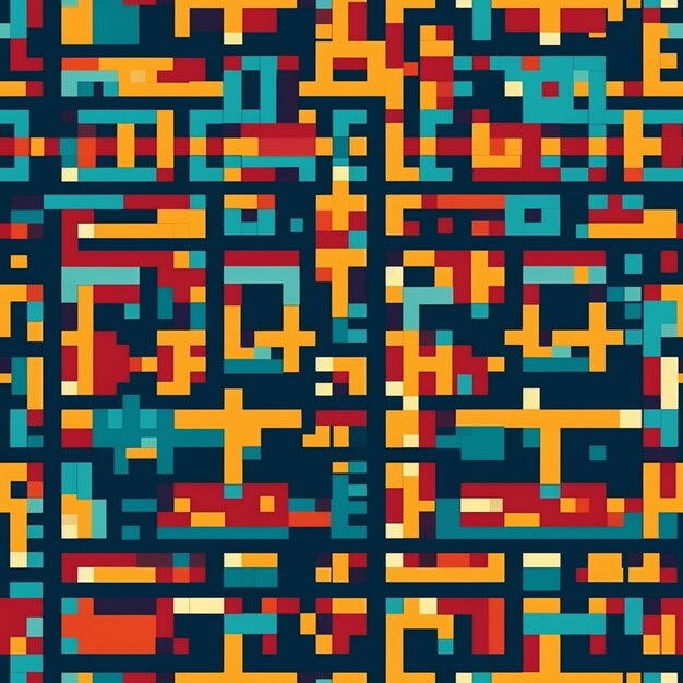 un primo piano di un pattern di pixel colorati con quadrati di intelligenza artificiale generativa