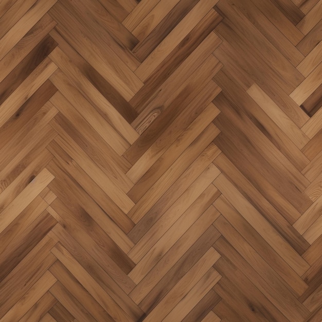 Un primo piano di un pavimento in legno con un modello di aringa generativo ai