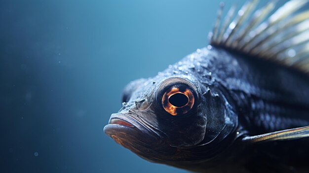 Un primo piano di un pesce con occhi brillanti ai