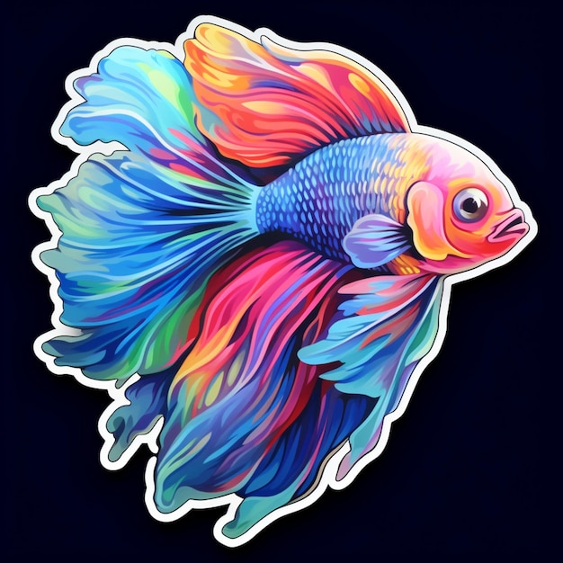 un primo piano di un pesce con una coda colorata su sfondo nero ai generativa
