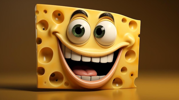 un primo piano di un pezzo di formaggio con gli occhi
