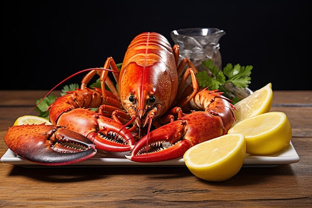 Un primo piano di un piatto speciale di frutti di mare dei cuochi il piatto è una tela con i frutti di mar.