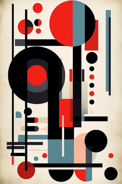 Un primo piano di un poster con un design nero e rosso ai generativo