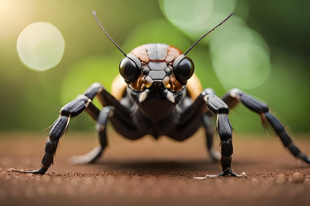 Un primo piano di un ragno nero con il numero 2 su di esso