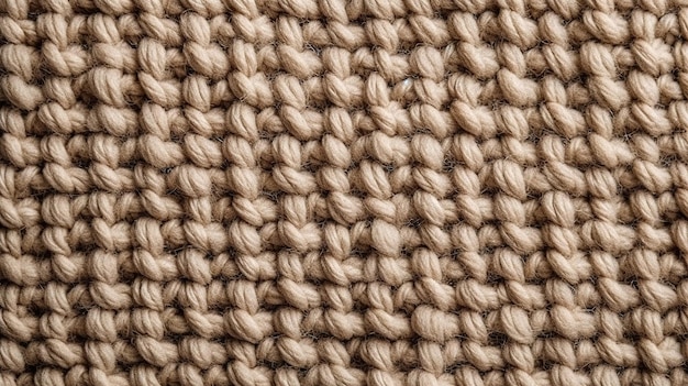 Un primo piano di un tappeto in maglia beige.