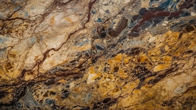 Un primo piano di un tavolo in marmo con una superficie in marmo marrone e marrone ai