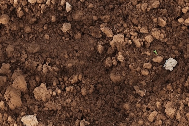 Un primo piano di un terreno di terra con una piccola pianta in esso generativo ai