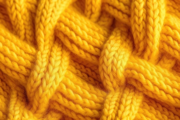 Un primo piano di un tessuto a maglia giallo