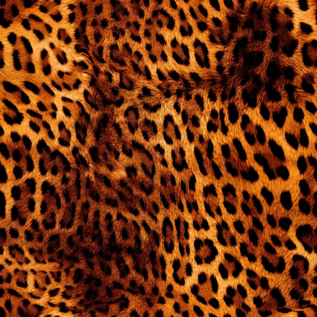 un primo piano di un tessuto con stampa leopardata con un motivo nero e marrone ai generativo