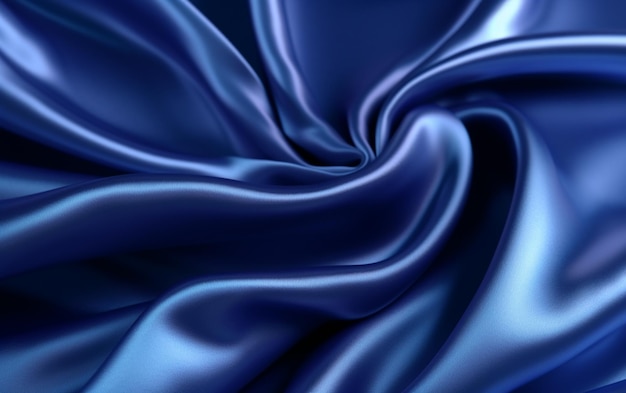 Un primo piano di un tessuto di seta blu con un'onda generativa molto grande ai