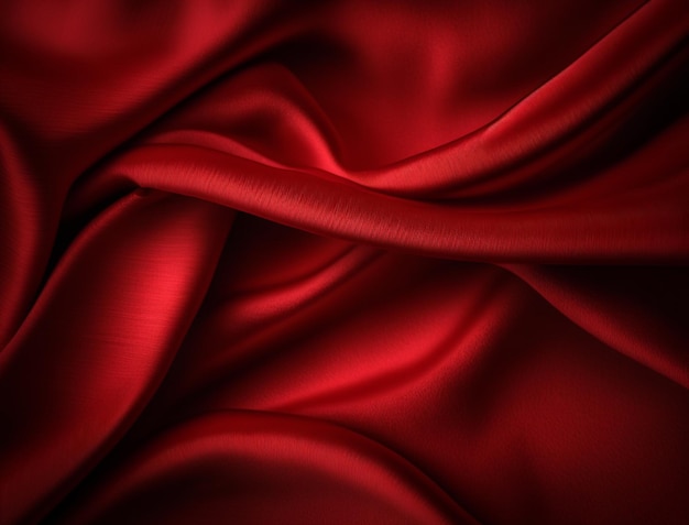 Un primo piano di un tessuto di seta rossa con una superficie molto liscia ai generativa