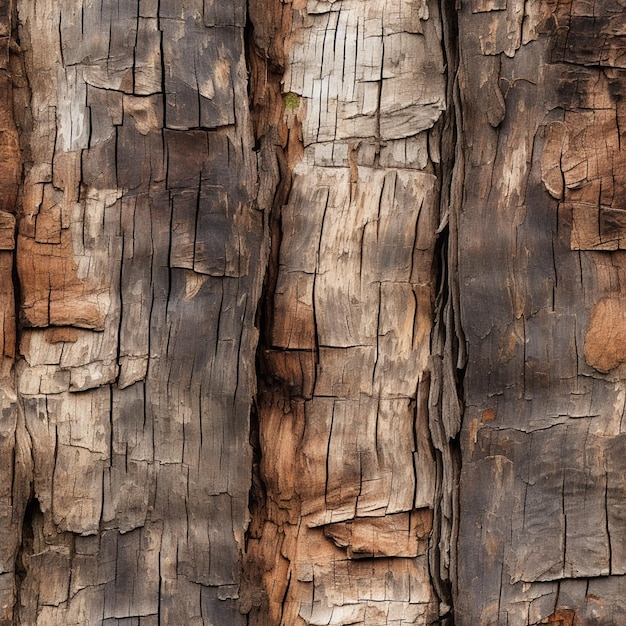 un primo piano di un tronco d'albero con una fessura molto grande al suo interno. ai generativa