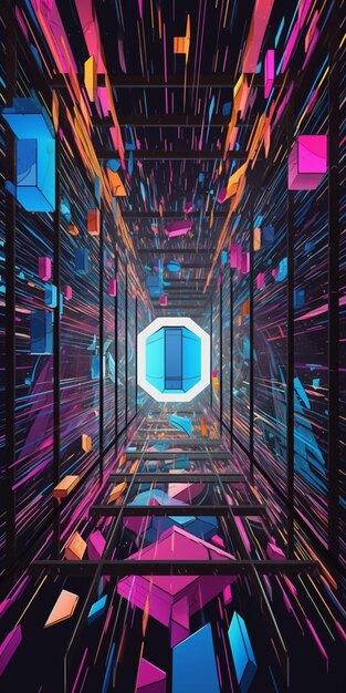 un primo piano di un tunnel colorato con l'intelligenza artificiale generativa dello schermo di un computer