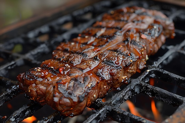 Un primo piano di una bistecca alla griglia