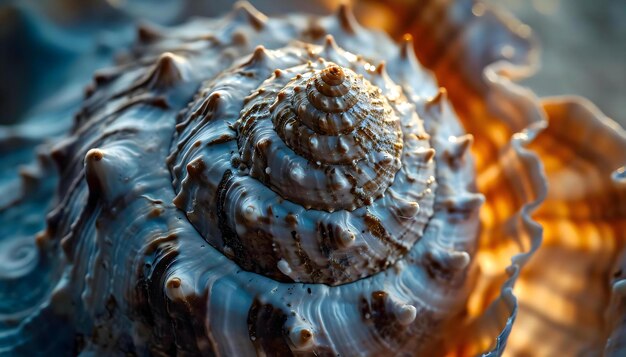 un primo piano di una conchiglia in fiamme