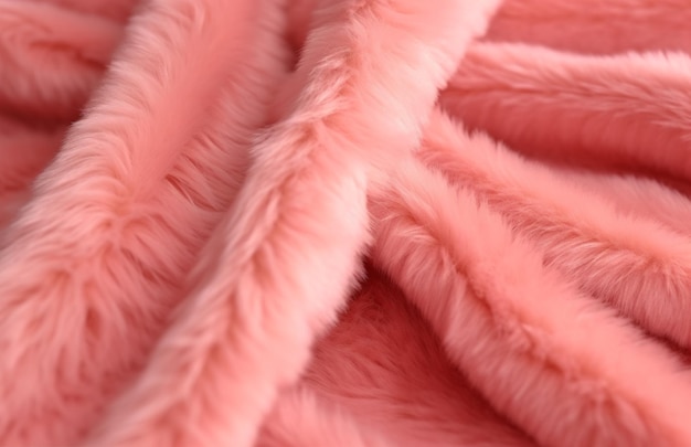 Un primo piano di una coperta di pelliccia rosa con uno sfondo bianco generativo ai