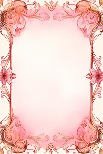 un primo piano di una cornice rosa con un disegno floreale generativo ai