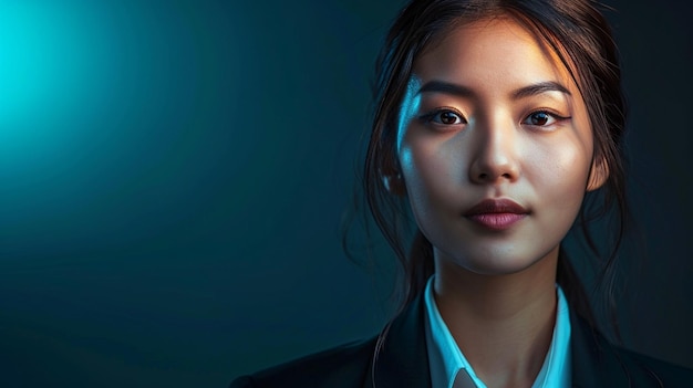 Un primo piano di una determinata donna d'affari di origine asiatica