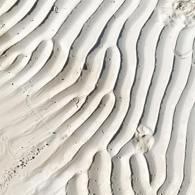 un primo piano di una duna di sabbia con un certo numero di impronte nella sabbia