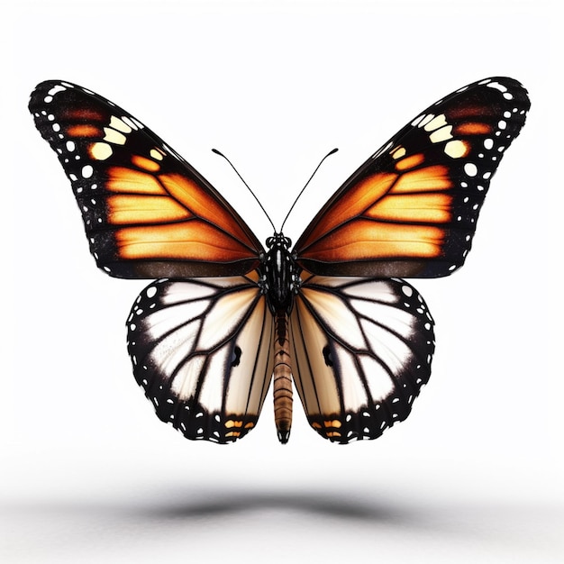 un primo piano di una farfalla con uno sfondo bianco ai generativa