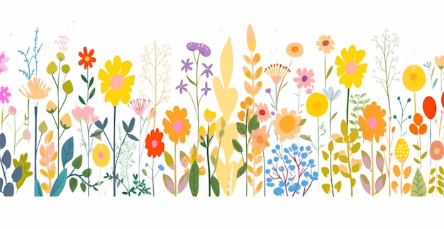 un primo piano di una fila di fiori con colori diversi ai generativi