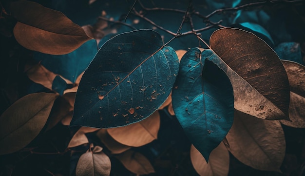 Un primo piano di una foglia con la parola albero su di essa