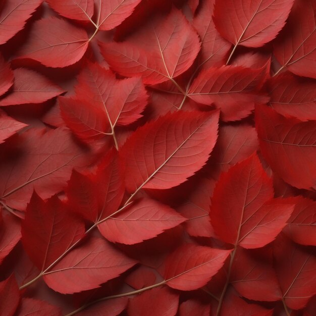 Un primo piano di una foglia rossa con uno sfondo rosso.