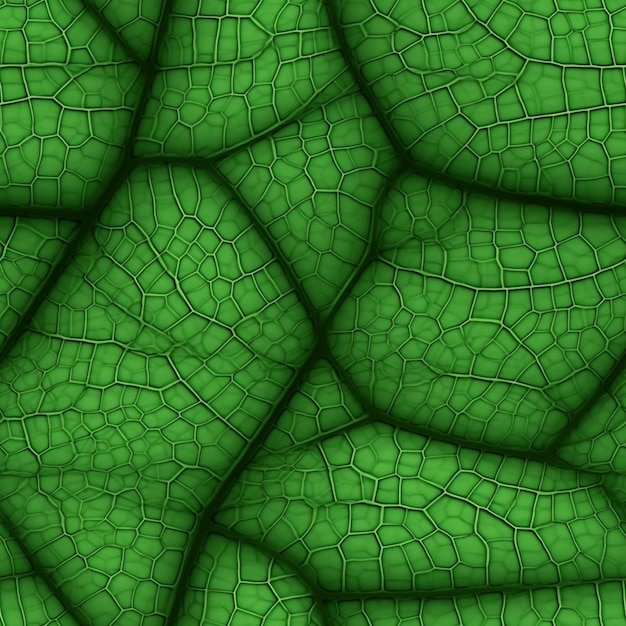 Un primo piano di una foglia verde con un modello di crepe generative ai