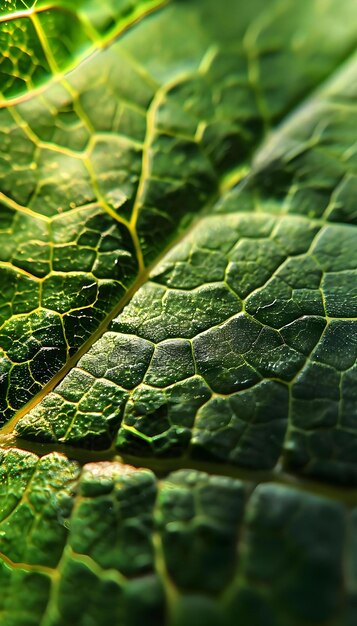 un primo piano di una foglia verde