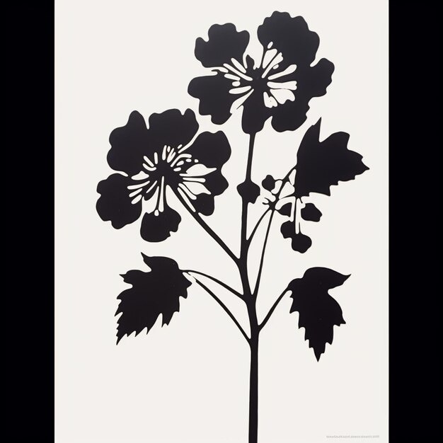 un primo piano di una fotografia in bianco e nero di una pianta generativa ai