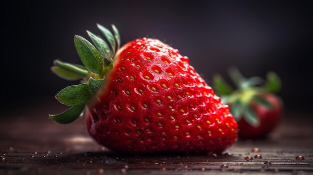 Un primo piano di una fragola su un tavolo