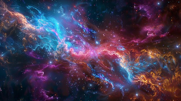 un primo piano di una galassia colorata con un cielo pieno di stelle