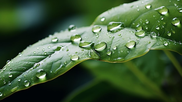 Un primo piano di una goccia d'acqua su una foglia