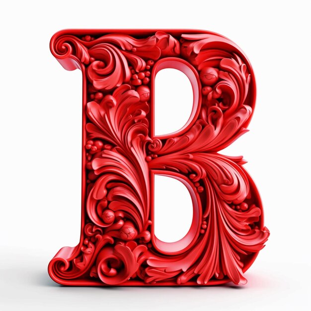 un primo piano di una lettera rossa b con un disegno decorativo generativo ai