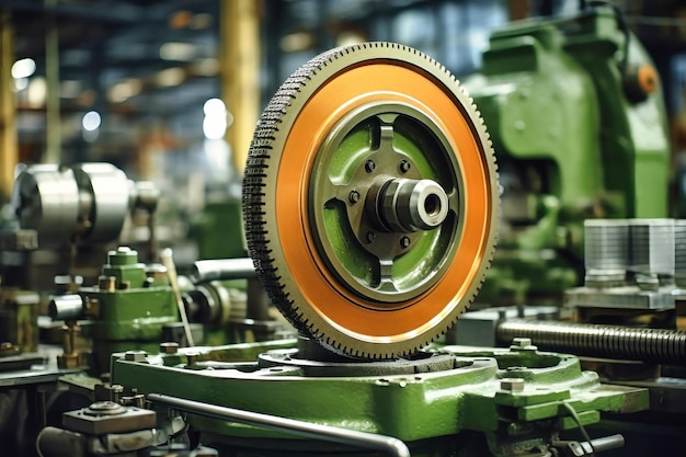 Un primo piano di una macchina in una fabbrica Moderna lavorazione dei metalli in un'impresa industriale Produzione di parti e meccanismi di alta precisione