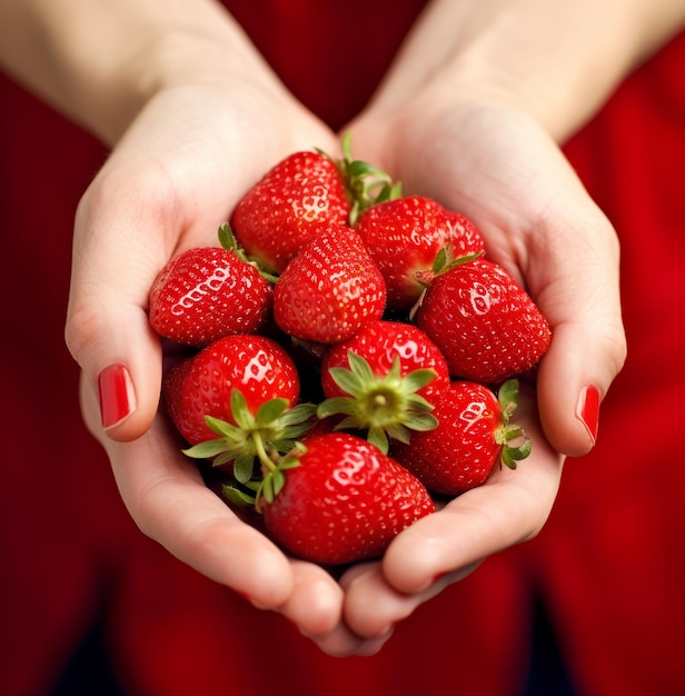 Un primo piano di una mano che raccoglie una fragola matura immagini della giornata mondiale dell'alimentazione