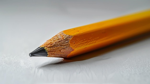 Un primo piano di una matita su una superficie bianca
