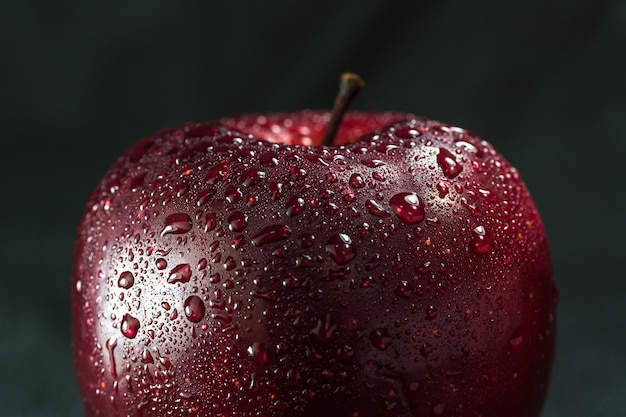 Un primo piano di una mela rossa della gocciolina