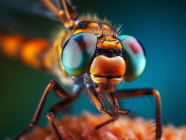 Un primo piano di una mosca con gli occhi azzurri